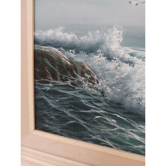 Ocean Waves Oil Painting 17x21 Framed Signed Original Canvas Sea by W. DAWSON - Picture 7 of 16